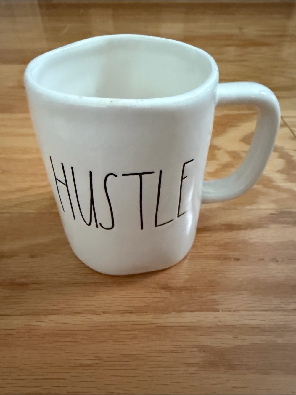 Rae Dunn White 'HUSTLE' Ceramic Coffee Mug - Motivational Home Dining Mug